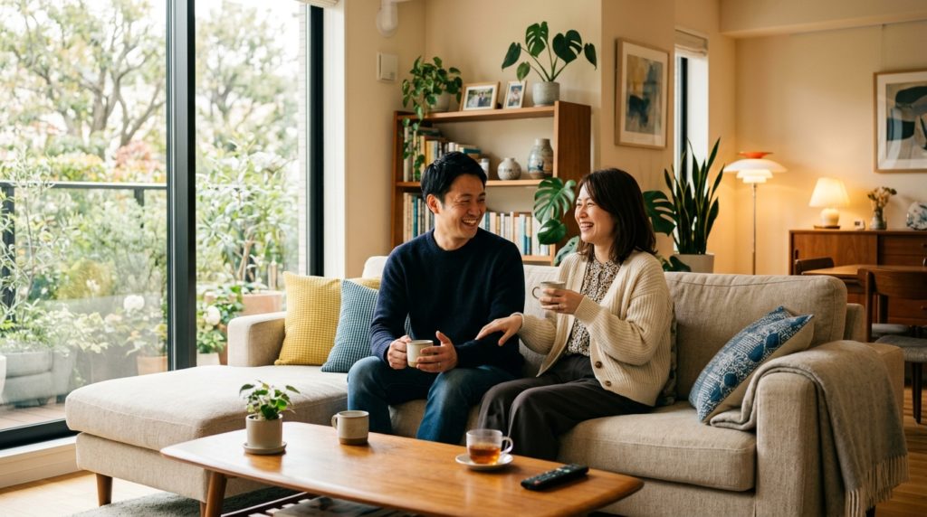快適な空間で穏やかな時間を過ごす夫婦