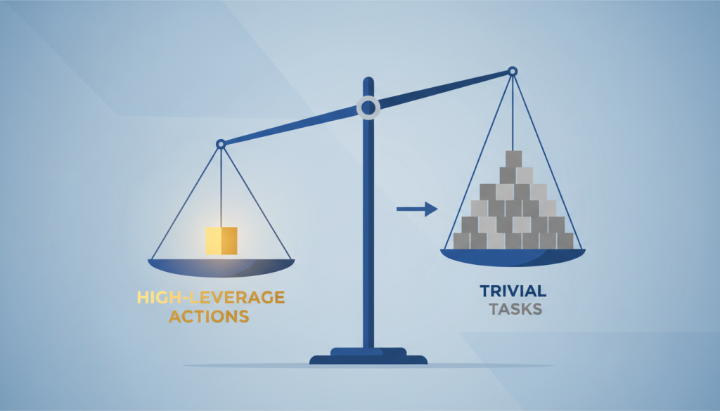 家事の効率化において重要な「2割の行動」を可視化した概念図