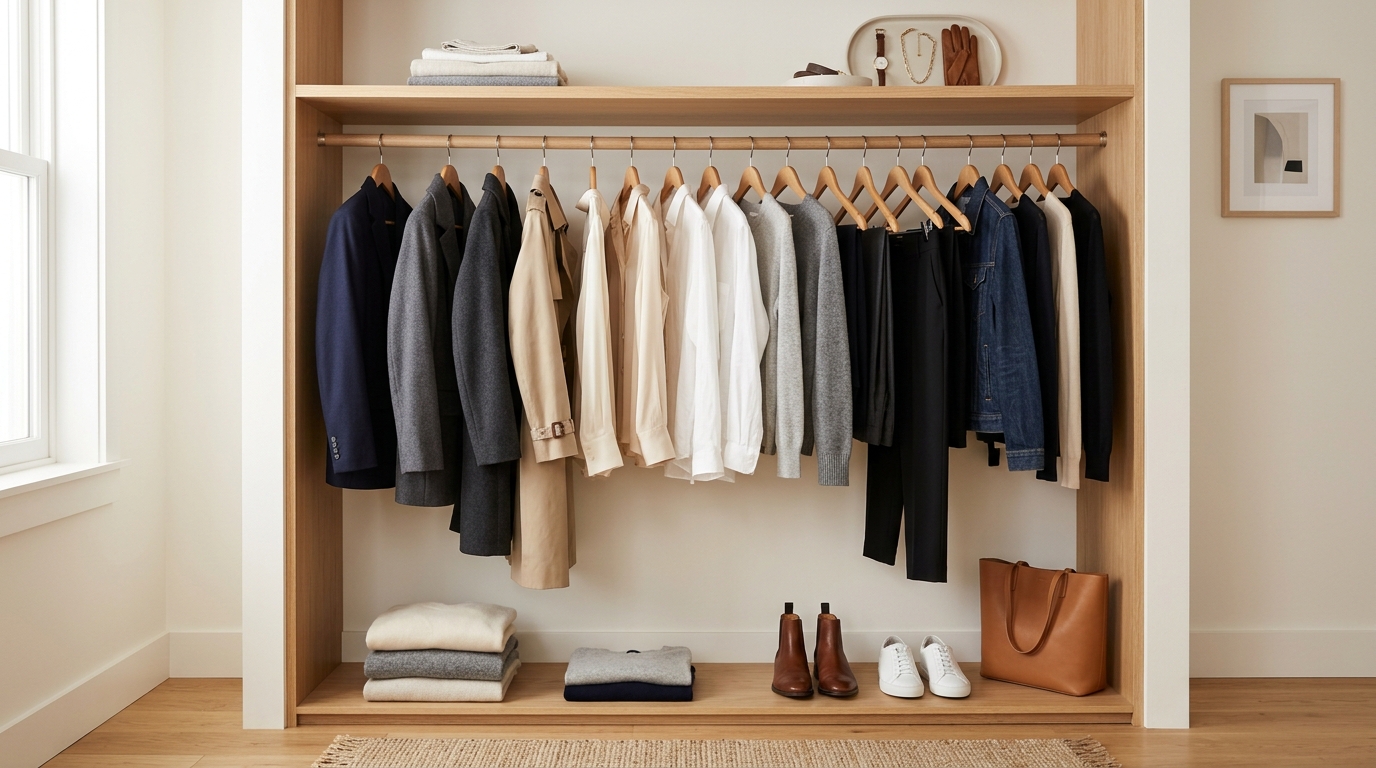 一軍の服だけが整然と並ぶ、迷いのないミニマルなクローゼット