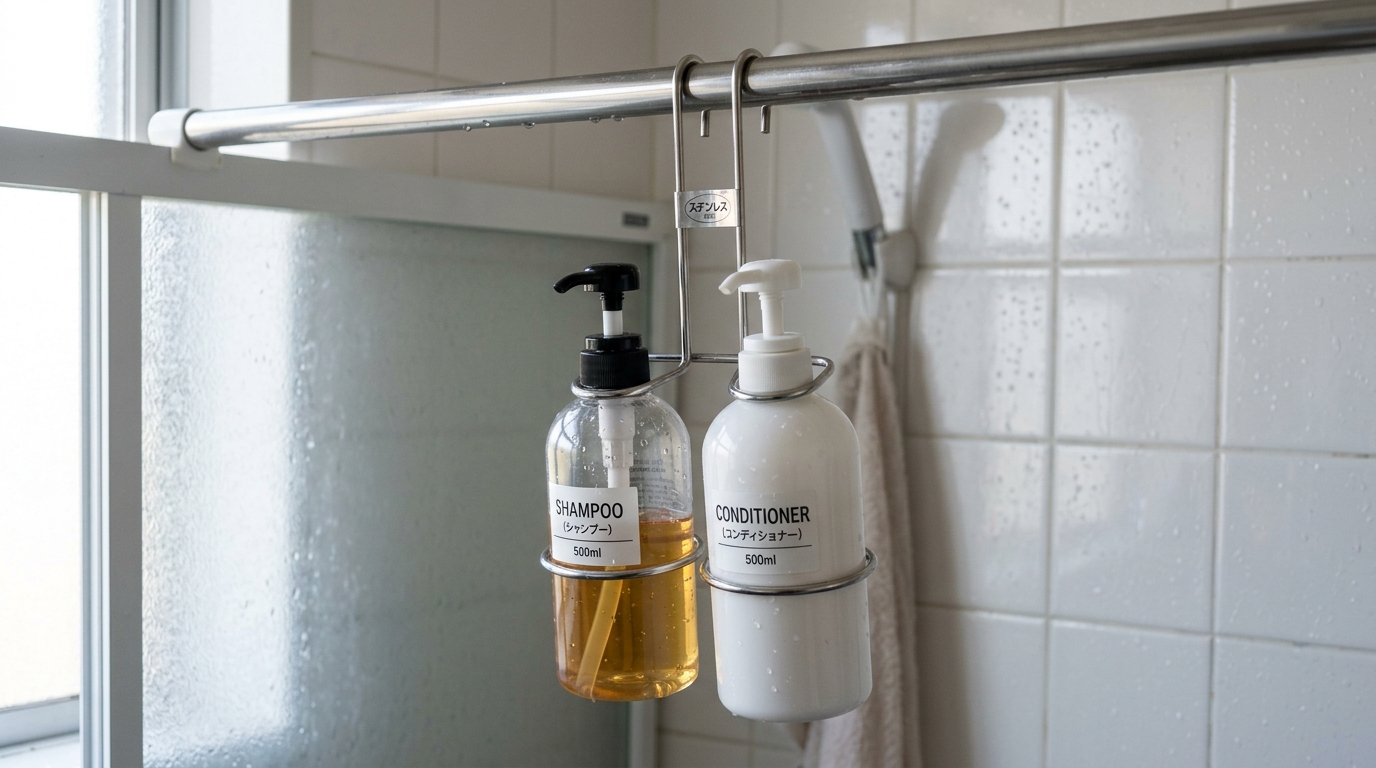 10ヶ月使っても錆びず、ボトルを浮かせ続ける100均のステンレスホルダー