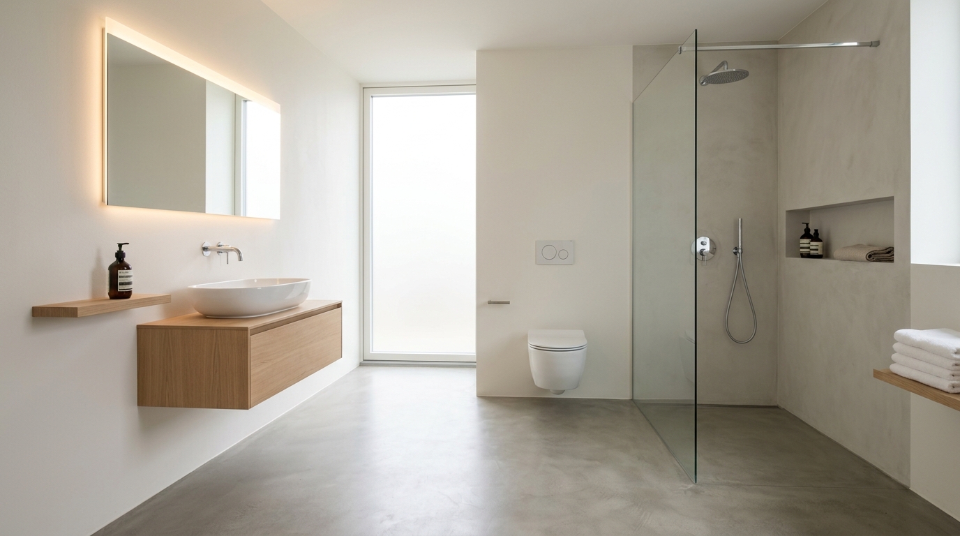 すべてを浮かせ、視覚的ノイズが完全に消えたお風呂場の「直置きゼロ」スタイル